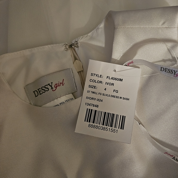 DESSY COLLECTION FLOWER GIRL DRESS FL4060 IN IVORY & MIST Size 4 - Picture 3 of 3